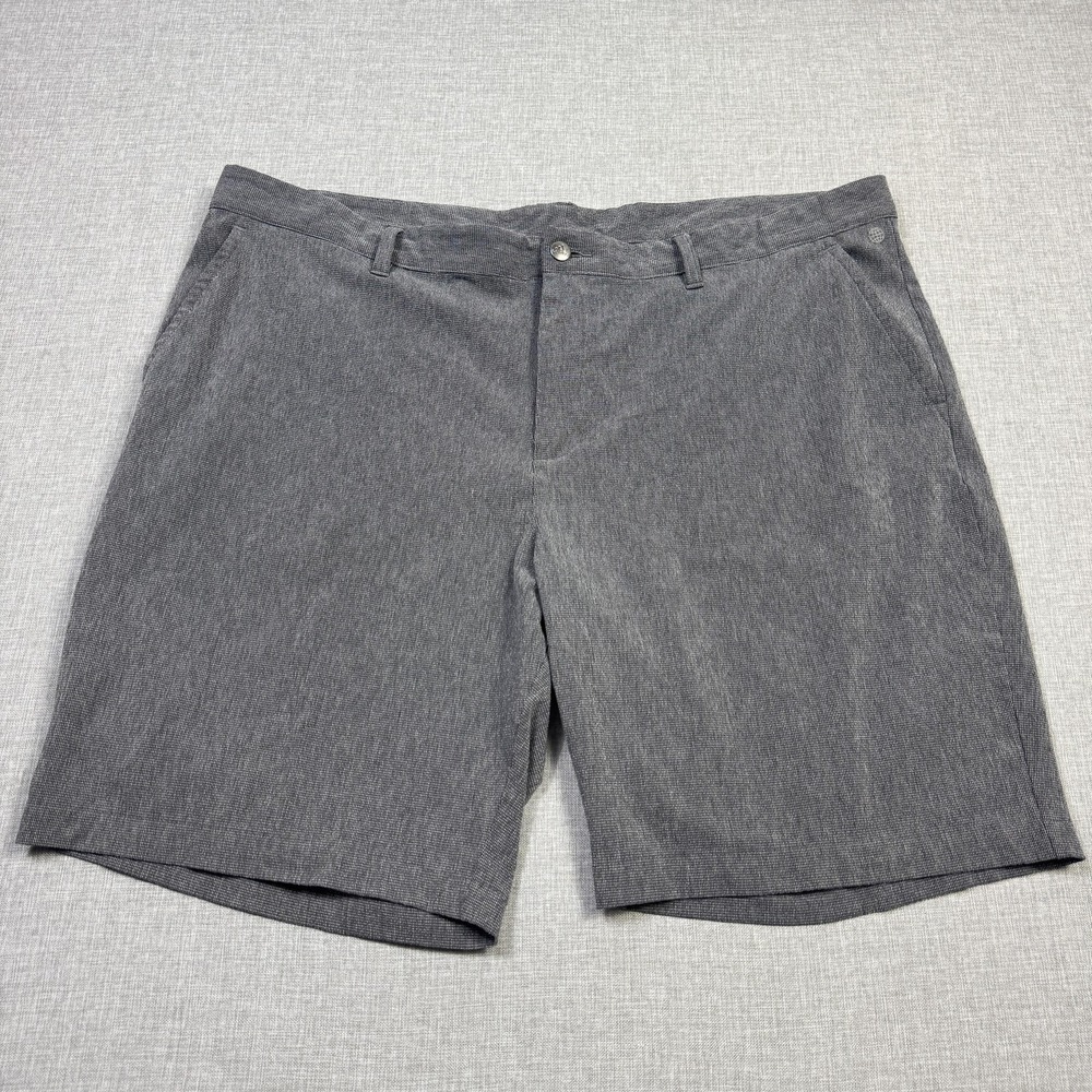 Adidas Shorts Mens 42 Gray Check Chino Polyester Cotton‎ Spandex 11 Inseam